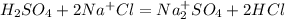 H_2SO_4+2Na^+Cl=Na_2^+SO_4+2HCl