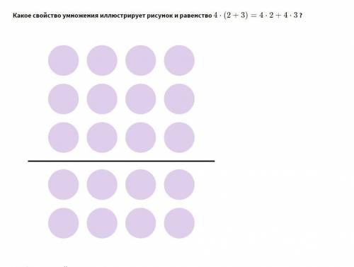 Выбери верный вариант ответа. Распределительное свойство умножения Сочетательное свойство умножения