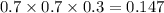 0.7 \times 0.7 \times 0.3 = 0.147