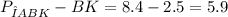 P_{ΔABK}-BK = 8.4 - 2.5 = 5.9