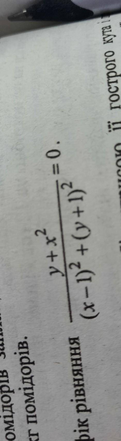 Побудуйте графік рівняння (y + x ^ 2)/((x - 1) ^ 2 + (y + 1) ^ 2) = 0 .