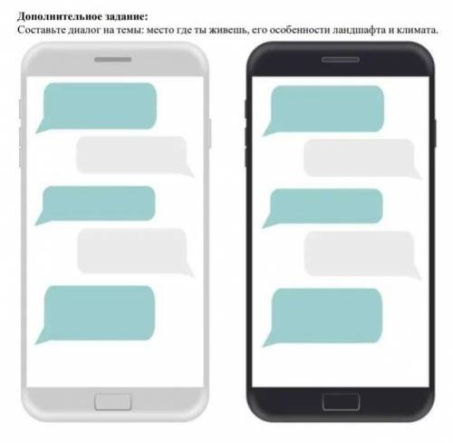 Дополнительное задание: Составьте диалог на темы: место где ты живешь, его особенности ландшафта и к