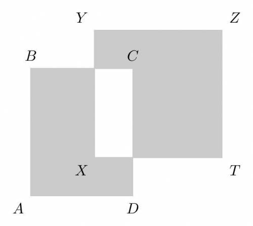На рисунке изображены два прямоугольника: ABCD, размером 40 × 50 ед., и XYZT, размером 50 × 50 ед. П