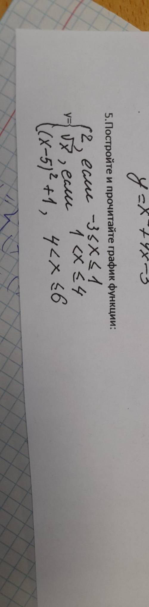 . Постройте и прочитайте график функции. Распишите D(y), E(y), прерывная, неприрывная и т.д.