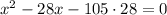 x^2-28x-105\cdot 28=0