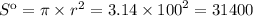 Sк = \pi \times {r}^{2} = 3.14 \times {100}^{2} = 31400