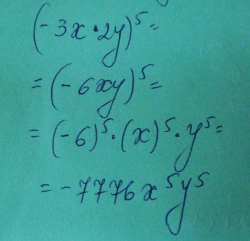 (-3x2y)⁵ надо возвести в степень с решением