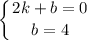 \displaystyle \left \{ {{2k+b=0} \atop {b=4}} \right.