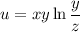 u=xy\ln\dfrac{y}{z}