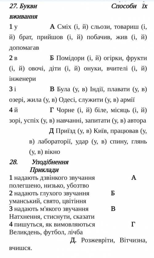 До іть будь ласка Завдання 24-28 мають на меті встановлення відповідності. До кожного рядка, позначе