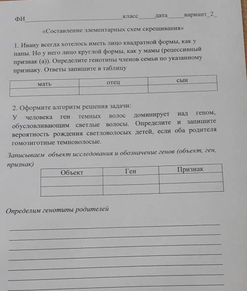 1. Ивану всегда хотелось иметь лицо квадратной формы, как у папы. Но у него лицо круглой формы, как