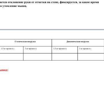 Тема: Изучение процесса утомления мышц при статической и динамической работе. Цель: исследовать зави