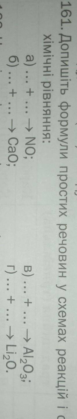 Допишіть формули простих речовин у схемах реакцій і складіть хімічні рівняння : (√161)