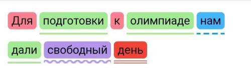 Сделать синтаксический разбор предложения.Для подготовки к олимпиаде нам дали свободный день