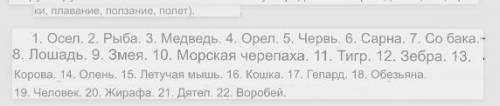 Группируй названия животных по передвижения (хождение, бег, прыжки, плавание, ползание, полёт) Осел.