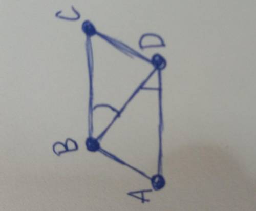 условие: на рисунке изображен кгол ABD=70°.определить, какое из приведенных равенств неверное?а) AB=