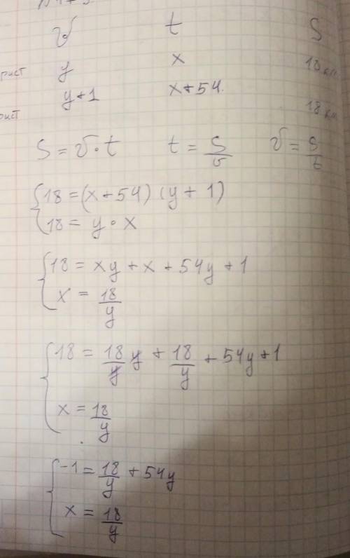 Решите систему поэтапно :-1=18/у+54уХ=18/уПытался решить, но чего то туплю..