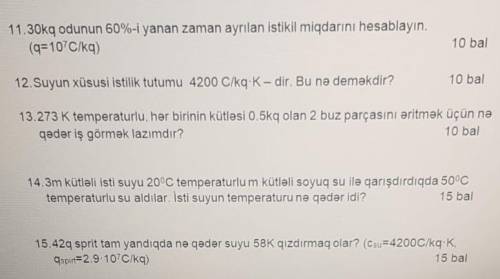 Salam.Təcili 11,13,14,15in həllini yaza bilərsiniz cavab ilə?Xahişş