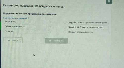 Х Химическое превращение веществ в природе Определи химические процессы и их последствия. Количество