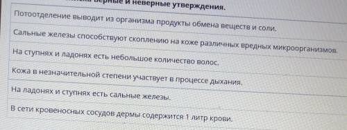 Определи верные и неверные утверждения