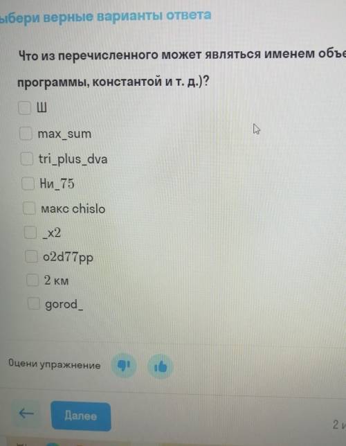 Подарите мне сам вопрос:что из перечисленного может явлчтся именем объекта