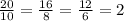 \frac{20}{10} = \frac{16}{8} = \frac{12}{6} = 2