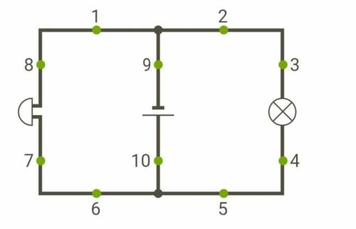 Рассмотри схему! Что происходит, если в точке 8 находится разомкнутый ключ! Лампочка не горитЗвонок
