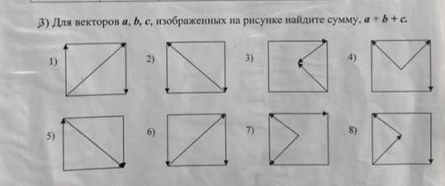 Для векторов a,b,c изображенных на рисунке нужно найти сумму a+b+c Под цифрами 1,2,3,4,5 Показать ка