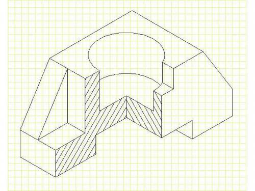1) Необходимо построить вид слева. 2) Выполнить необходимые и достаточные разрезы. 3) Построить изом