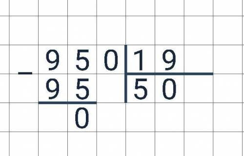 Как разделить в столбик пример 950÷19