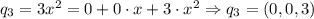 q_{3} = 3x^2 = 0+0\cdot x + 3\cdot x^2 \Rightarrow q_{3} = (0,0,3)