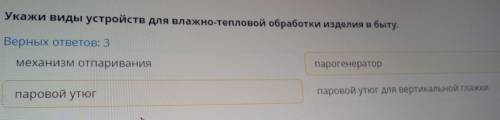 Изучение швейных машин и влажно-тепловая обработка Укажи виды устройств для влажно-тепловой обработк