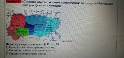 Заданне І «Создание улусов» составить схематическую карту упусов Монгольской империи (работа в тетра