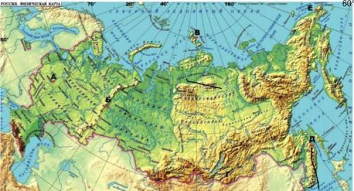 Определите географические координаты точек. Записать так (пример): точка А 11° (С.ш.), 60° (В.д). !