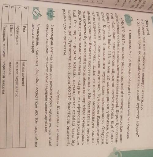 3 - тапсырма . « Қазақтың абыройын асқақтатқан ЭКСПО » тақырыбына мақала жазындар . Рел Аудитория Пі