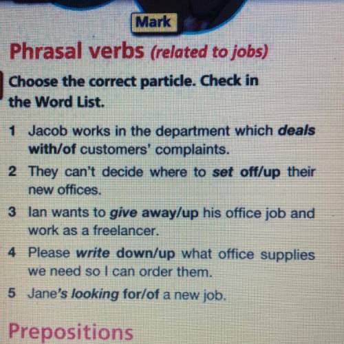 13 Choose the correct particle. Check in the Word List. 1 Jacob works in the department which deals