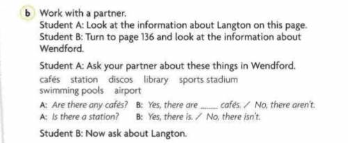 Письменно выполните упр. 3b, посмотрите на краткую информацию о городке Langton слева, рассмотрите н