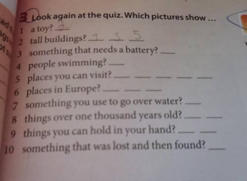 3.Look again at the quiz. Which pictures show...