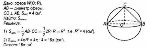 Точки A и B - диаметрально противолежащие точки большой окружности сферы с центром в точке O, CO- ра