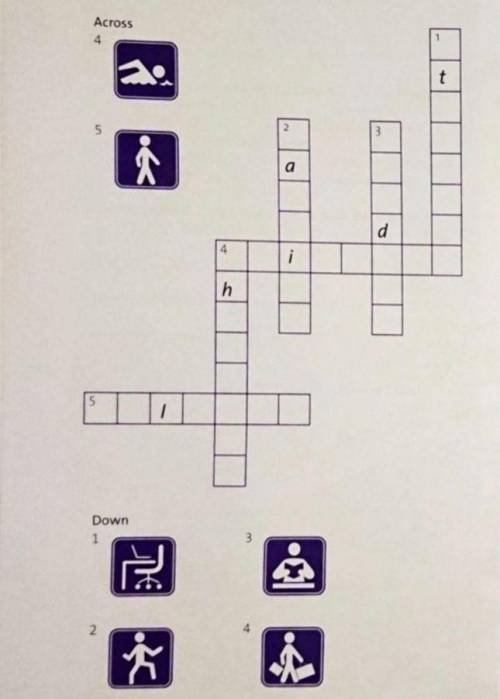 look at the pictures and complete the crossword with the activities