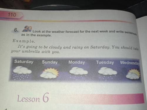 Look at the weather forecast for the next week and write sentences as in the example