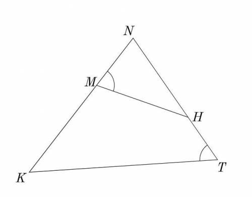 Найди значение периметра треугольника ﻿MNH﻿, если ﻿KM = 6,8 MN = 4﻿, ﻿NT=14,4﻿, ﻿KT=21,6﻿.