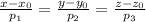 \frac{x-x_0}{p_1}=\frac{y-y_0}{p_2}=\frac{z-z_0}{p_3}