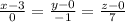 \frac{x-3}{0}=\frac{y-0}{-1}=\frac{z-0}{7}