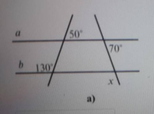 Користуючись рис а) , доведiть, що а||b та знайдiть кут x