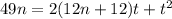 49n = 2(12n+12)t+t^2