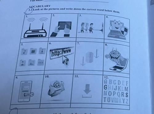 Look at the pictures and write down the correct word below them