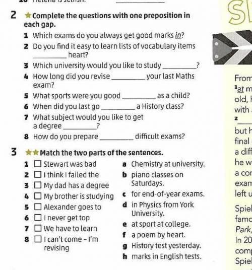 Complete the questions with one preposition in each gap.