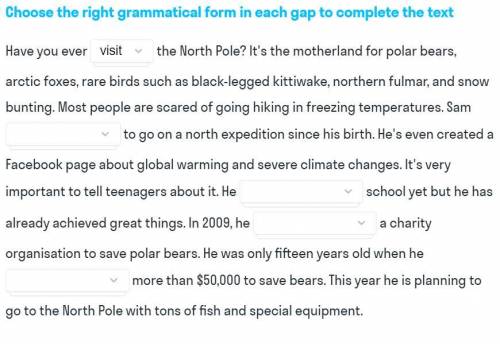 Choose the right grammatical form in each gap to complete the text