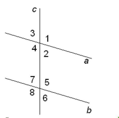 две параллельные прямые а и б пересекает третья прямая с. Если угол 6=56градусов, то угол 5=?градусо